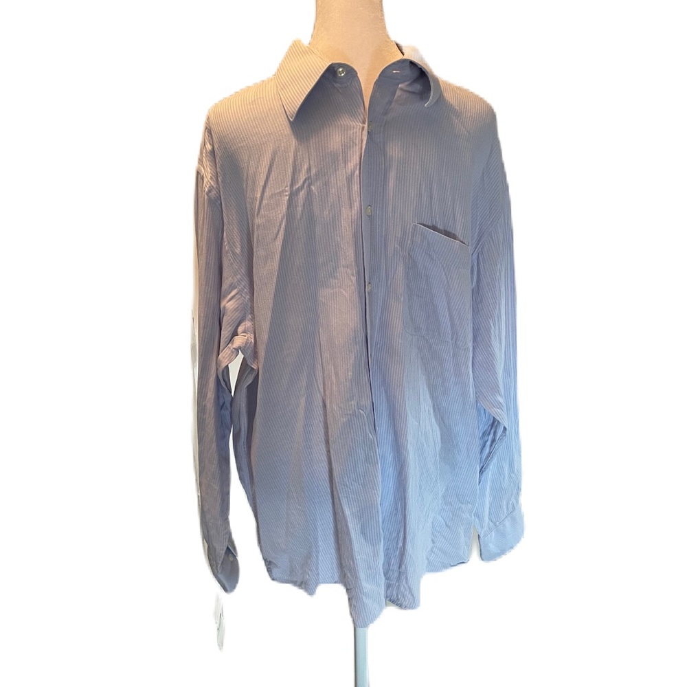 Nicole Miller Men’s Button Down Long Sleeve Collared Shirt Light Blue & White